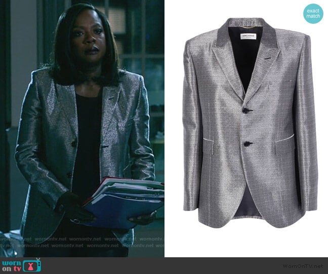 Metallic Textured Blazer by Saint Laurent worn by Annalise Keating (Viola Davis) on How to Get Away with Murder