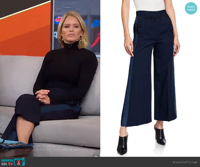 Side-Stripe Culottes with Sailor Buttons by Derek Lam 10 Crosby worn by Sara Haines  on Good Morning America