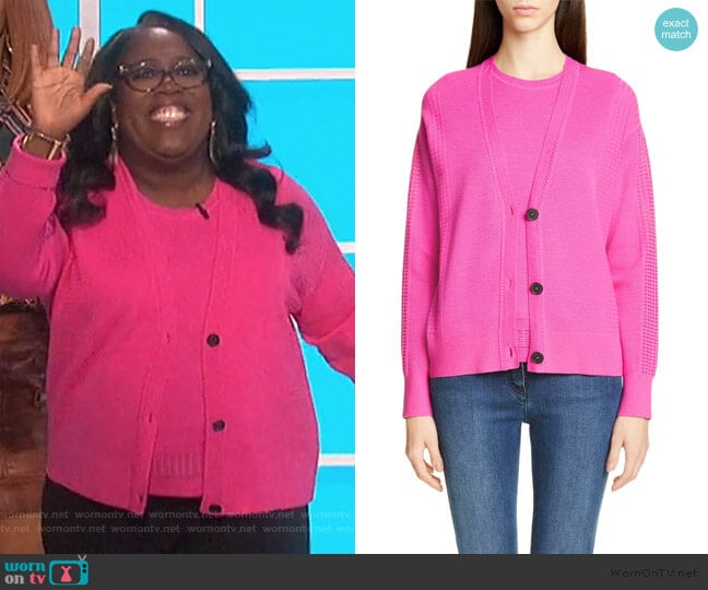 Knit Wool-Blend Shell and Cardigan by St John Collection worn by Sheryl Underwood on The Talk