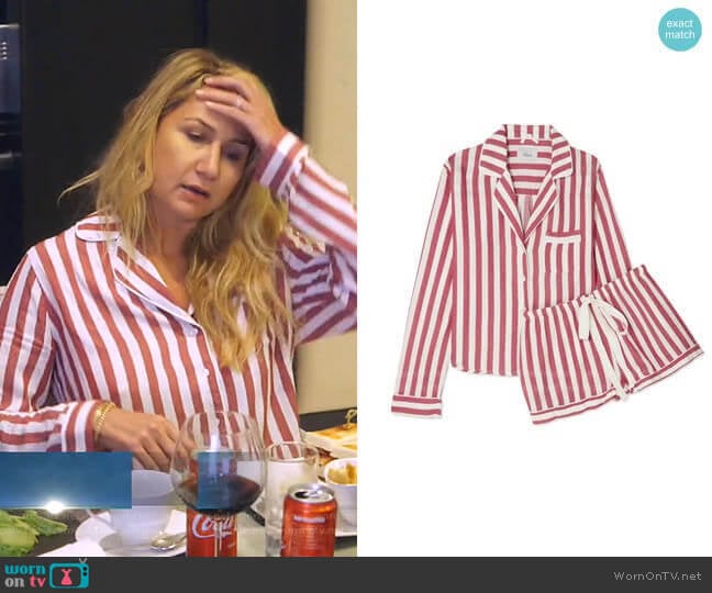 Striped Long-Sleeve Shortie Pajama Set by Rails worn by Kary Brittingham on The Real Housewives of Dallas