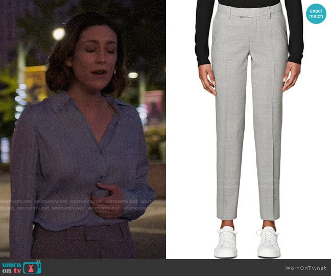 Sydney’s grey trousers on Bluff City Law