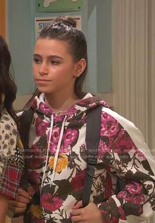 Tess’s white floral hoodie on Ravens Home