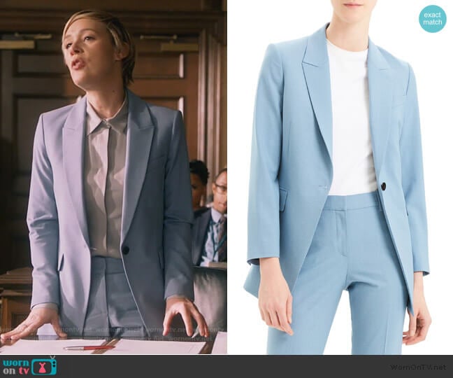 Etienette B Good Wool Suit Jacket and Pants by Theory worn by Bonnie Winterbottom (Liza Weil) on How to Get Away with Murder