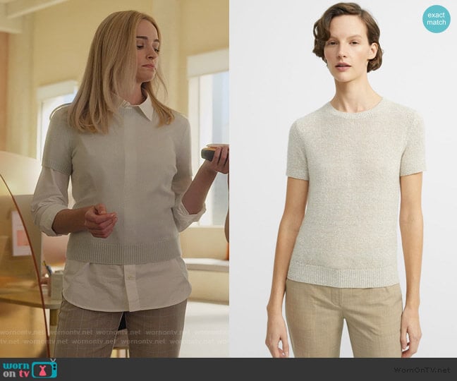 Linen-Cashmere Basic Tee by Theory worn by Alison B (Brianne Howey) on Dollface