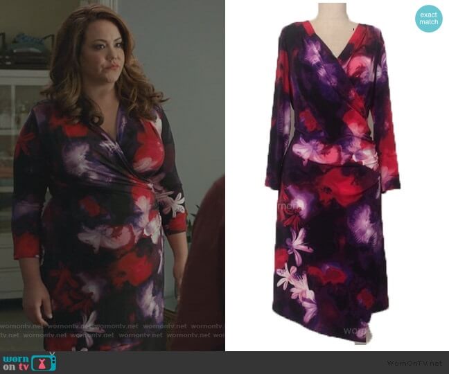 Floral Wrap Dress by Torrid worn by Katie Otto (Katy Mixon) on American Housewife