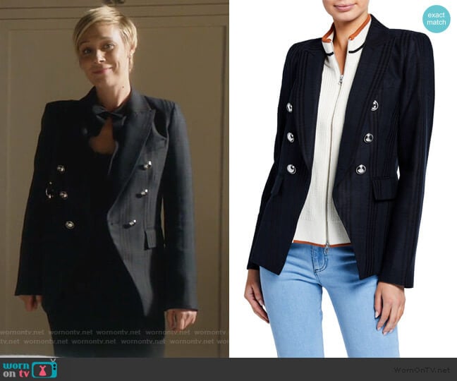 Miller Striped Dickey Jacket by Veronica Beard worn by Bonnie Winterbottom (Liza Weil) on How to Get Away with Murder