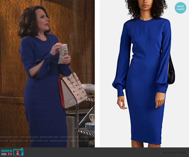 Slashed-Sleeve Fitted Dress by Victoria Beckham worn by Karen Walker (Megan Mullally) on Will and Grace