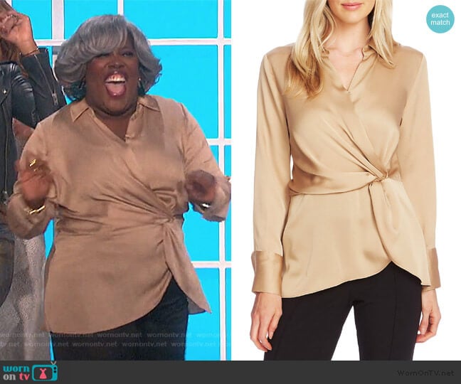 Twist Front Satin Top by Vince Camuto worn by Sheryl Underwood  on The Talk