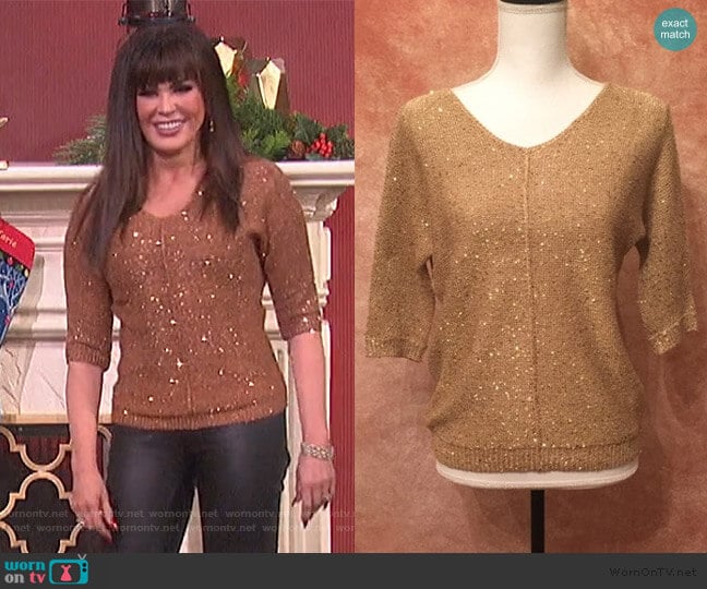 Sequin Sweater by WD.NY worn by Marie Osmond on The Talk