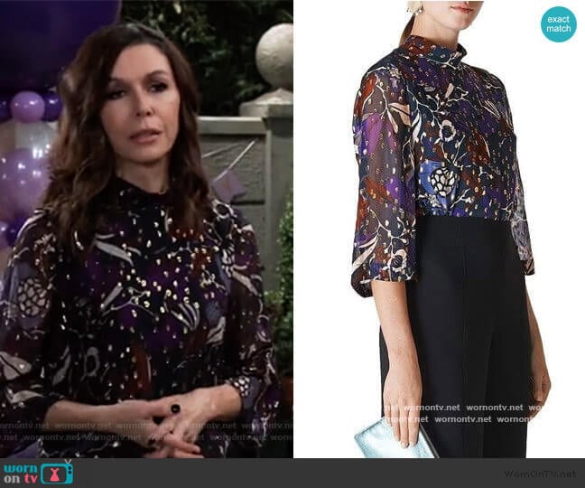 Whistles Montrose Printed Top worn by Anna Devane (Finola Hughes) on General Hospital