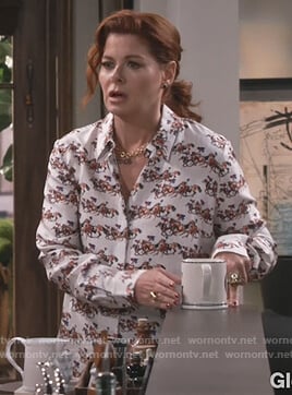 Grace's white horse print shirt on Will and Grace