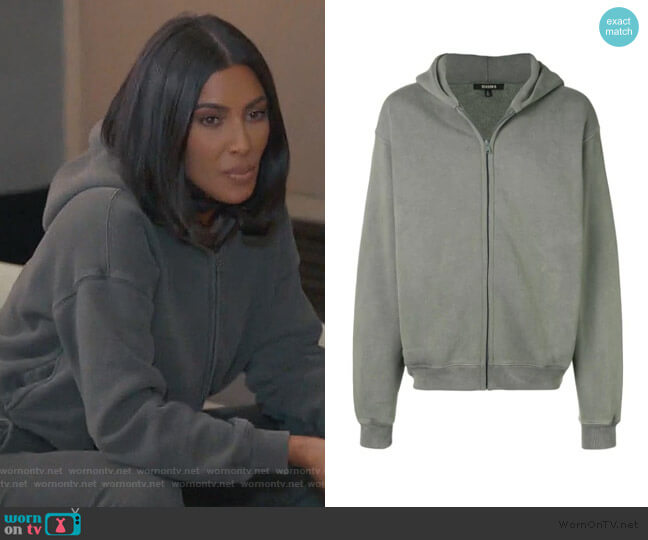Season 6 zip-up hoodie by Yeezy worn by Kim Kardashian  on Keeping Up with the Kardashians