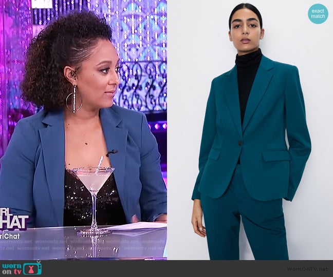 Basic Blazer by Zara worn by Tamera Mowry on The Real