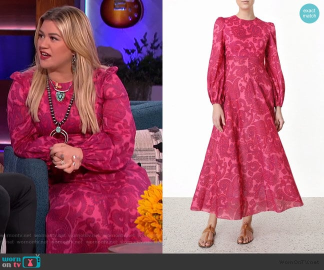 Edie High Neck Dress by Zimmermann worn by Kelly Clarkson on The Kelly Clarkson Show