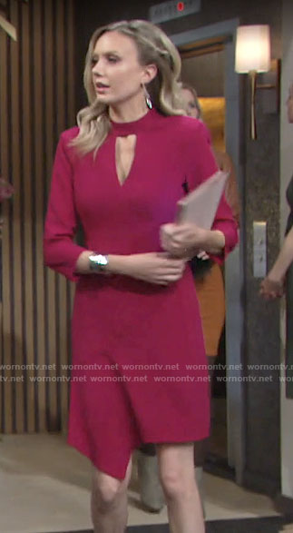 Abby’s pink asymmetric keyhole dress on The Young and the Restless