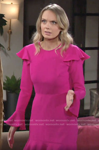 Abby’s pink ruffled open-back dress on The Young and the Restless