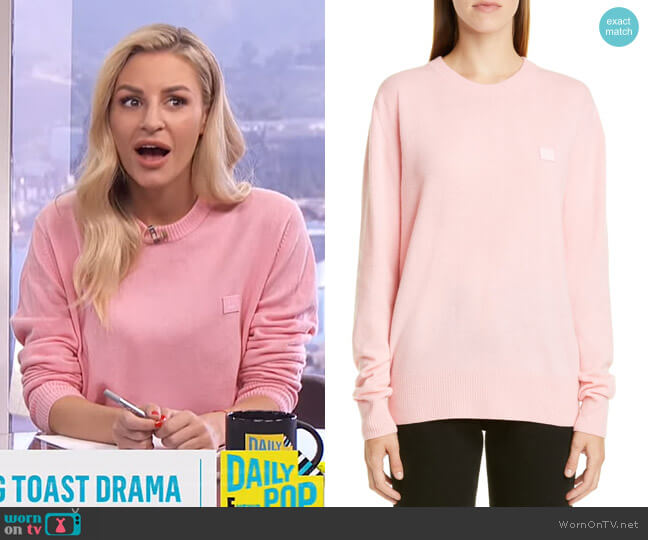 WornOnTV: Morgan’s pink sweater and mini skirt on E! News Daily Pop ...