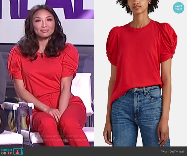 Kati Puff-Sleeve Tee by A.L.C. worn by Jeannie Mai on The Real