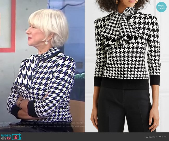 Dogtooth Jacquard Knit Top by Alexander McQueen worn by Helen Mirren on Today Show