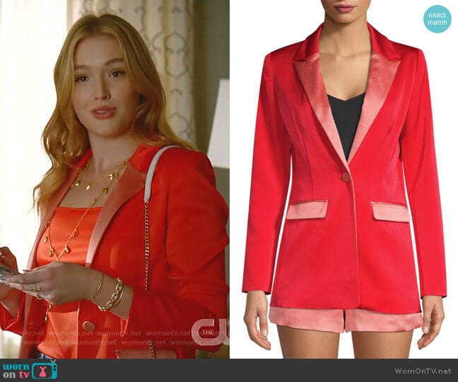 Nevra Satin-Trim Blazer by Alexis worn by Kirby Anders (Maddison Brown) on Dynasty