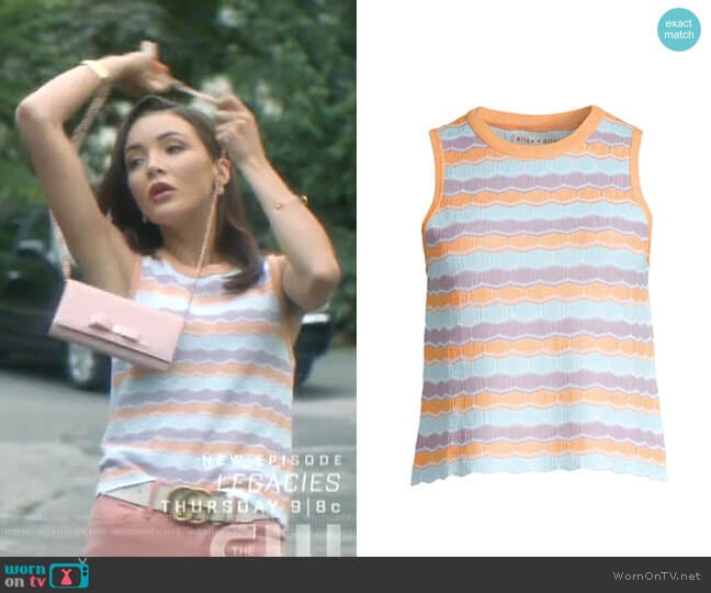 Antonella Stripe Knit Tank by Alice + Olivia worn by Bess (Maddison Jaizani) on Nancy Drew