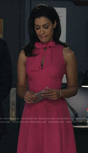 Alison’s pink tie neck dress on The Morning Show