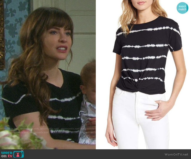 All Saints Carme Tie Dye Stripe Tee worn by Sarah Horton (Linsey Godfrey) on Days of our Lives