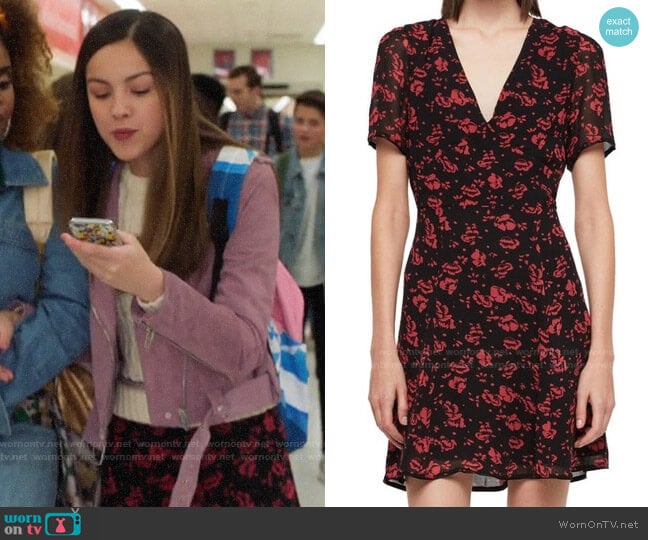 All Saints Luca Eira Print Dress worn by Nini (Olivia Rodrigo) on High School Musical The Musical The Series