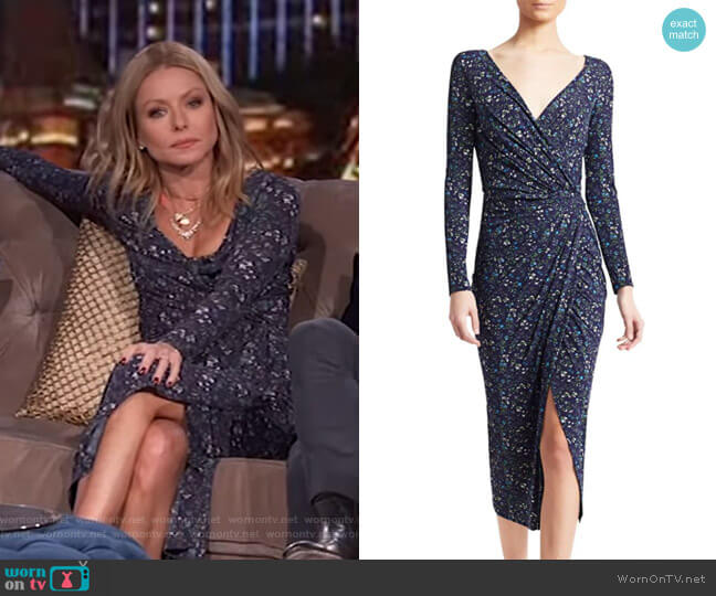 Marilyn Floral Wrapped Midi Dress by Altuzarra worn by Kelly Ripa  on Live with Kelly & Ryan