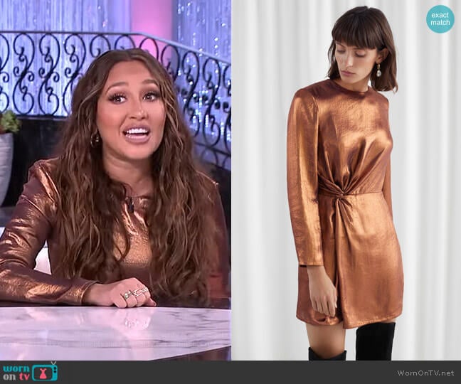 Metallic Satin Side Knot Mini Dress by & Other Stories worn by Adrienne Houghton on The Real