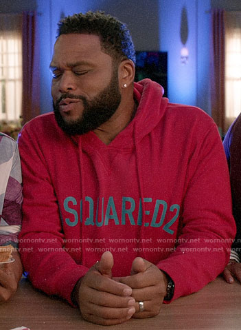 Andre’s red DSQUARED2 hoodie on Black-ish