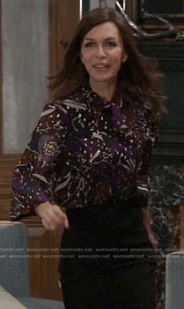 Anna’s floral metallic blouse on General Hospital