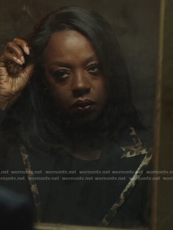 Annalise’s black leopard trim blazer on How to Get Away with Murder