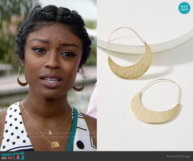 Anthropologie Crescent Hoop Earrings worn by Ali Finer (Javicia Leslie) on God Friended Me