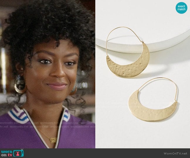 Anthropologie Crescent Hoop Earrings worn by Ali Finer (Javicia Leslie) on God Friended Me