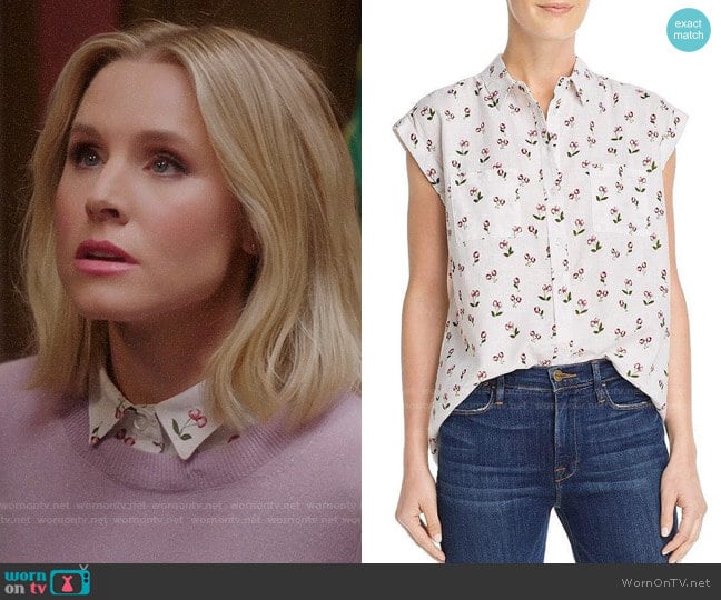 Aqua Cherry Print Shirt  worn by Eleanor Shellstrop (Kristen Bell) on The Good Place