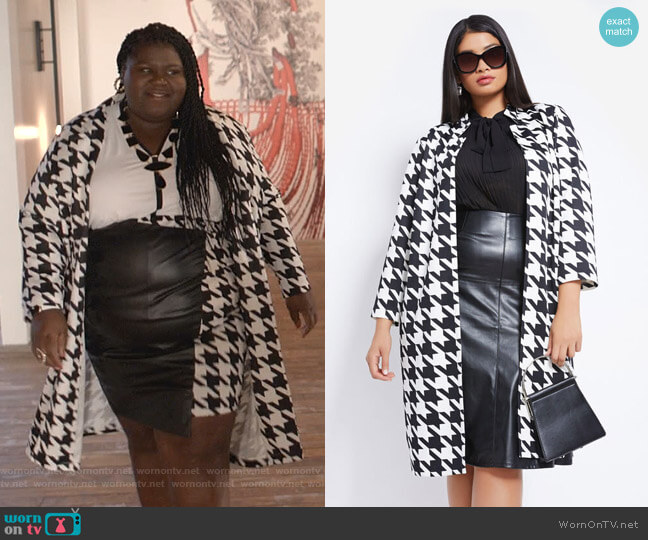 Houndstooth Longline Jacket by Ashley Stewart worn by Becky (Gabourey Sidibe) on Empire