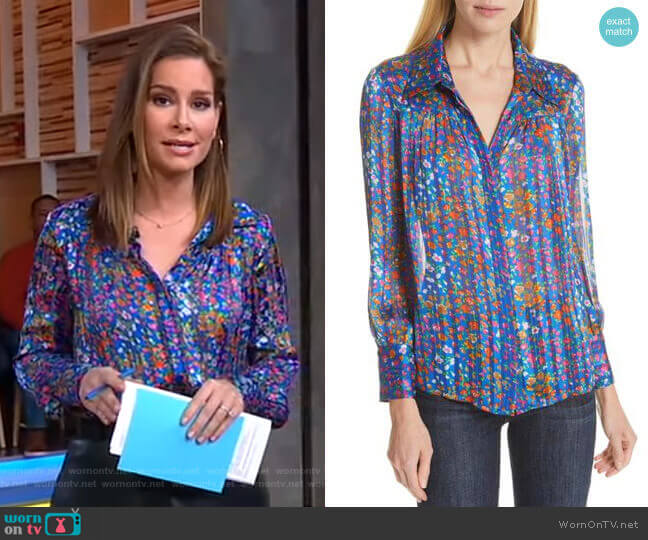 WornOnTV: Rebecca’s blue floral blouse on Good Morning America ...