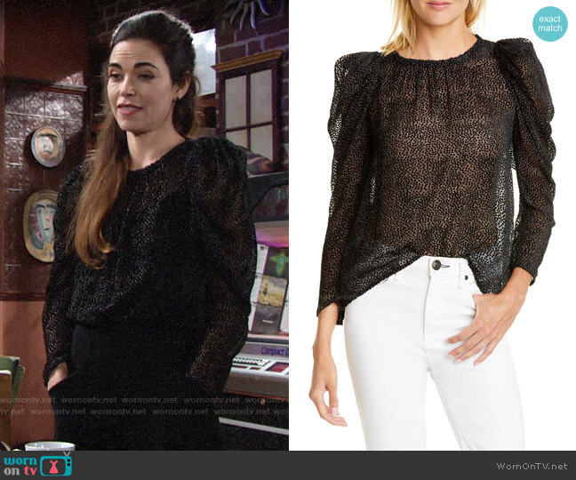 ba&sh Cadia Top worn by Victoria Newman (Amelia Heinle) on The Young & the Restless