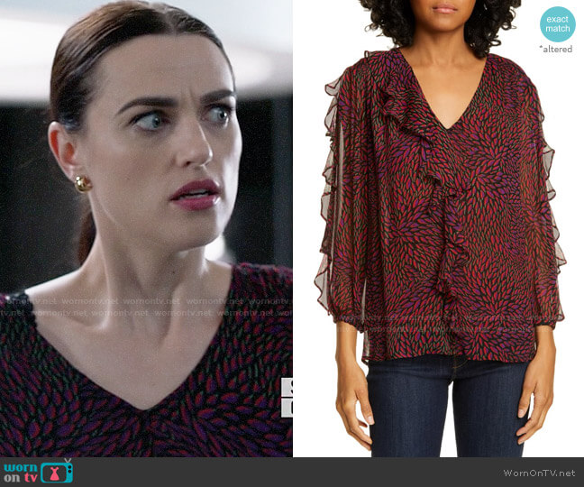 ba&sh Genny Printed Top worn by Lena Luthor (Katie McGrath) on Supergirl