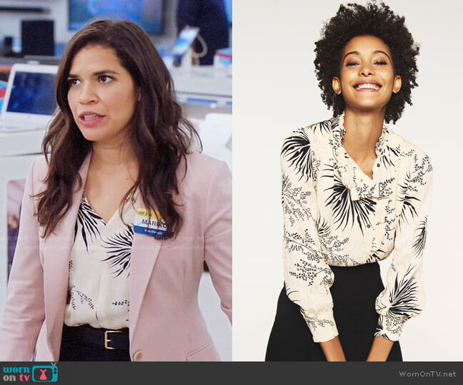 ba&sh Poudre Print Blouse worn by Amy (America Ferrera) on Superstore