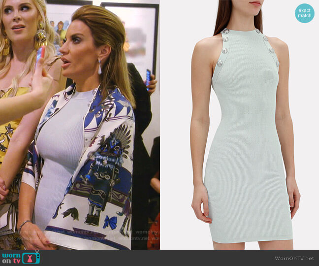 Halter-Neck Knit Mini Dress by Balmain worn by Cary Deuber on The Real Housewives of Dallas