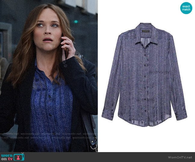 Banana Republic Dillon Herringbone Shirt worn by Bradley Jackson (Reese Witherspoon) on The Morning Show