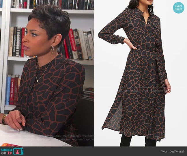 Print Midi Shirt Dress by Banana Republic worn by Jericka Duncan on CBS Mornings