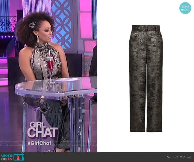 Metallic High Waist Pant by Bcbgmaxazria worn by Tamera Mowry on The Real