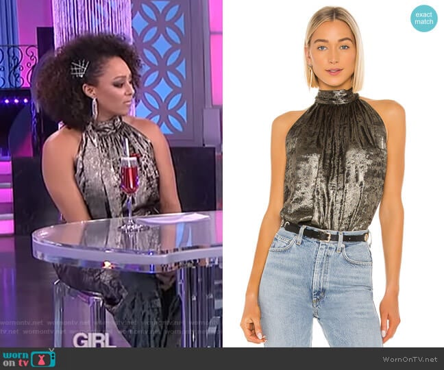 Halter Sleeveless Woven Top by Bcbgmaxazria worn by Tamera Mowry on The Real