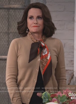 Karen’s beige scarf tie cardigan on Will and Grace