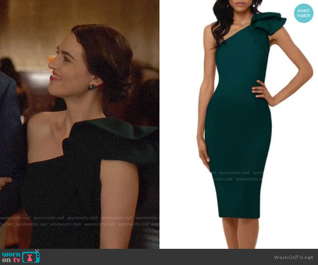 Betsy & Adam Ruffled One-Shoulder Sheath Dress worn by Lena Luthor (Katie McGrath) on Supergirl