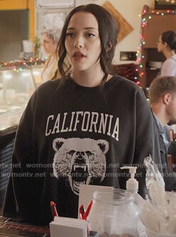 Jules's black California bear sweater on Dollface