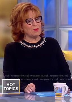 Joy's black pearl embellished sweater on The View